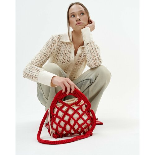 Сумка авоська USACH, фактура вязаная, красный