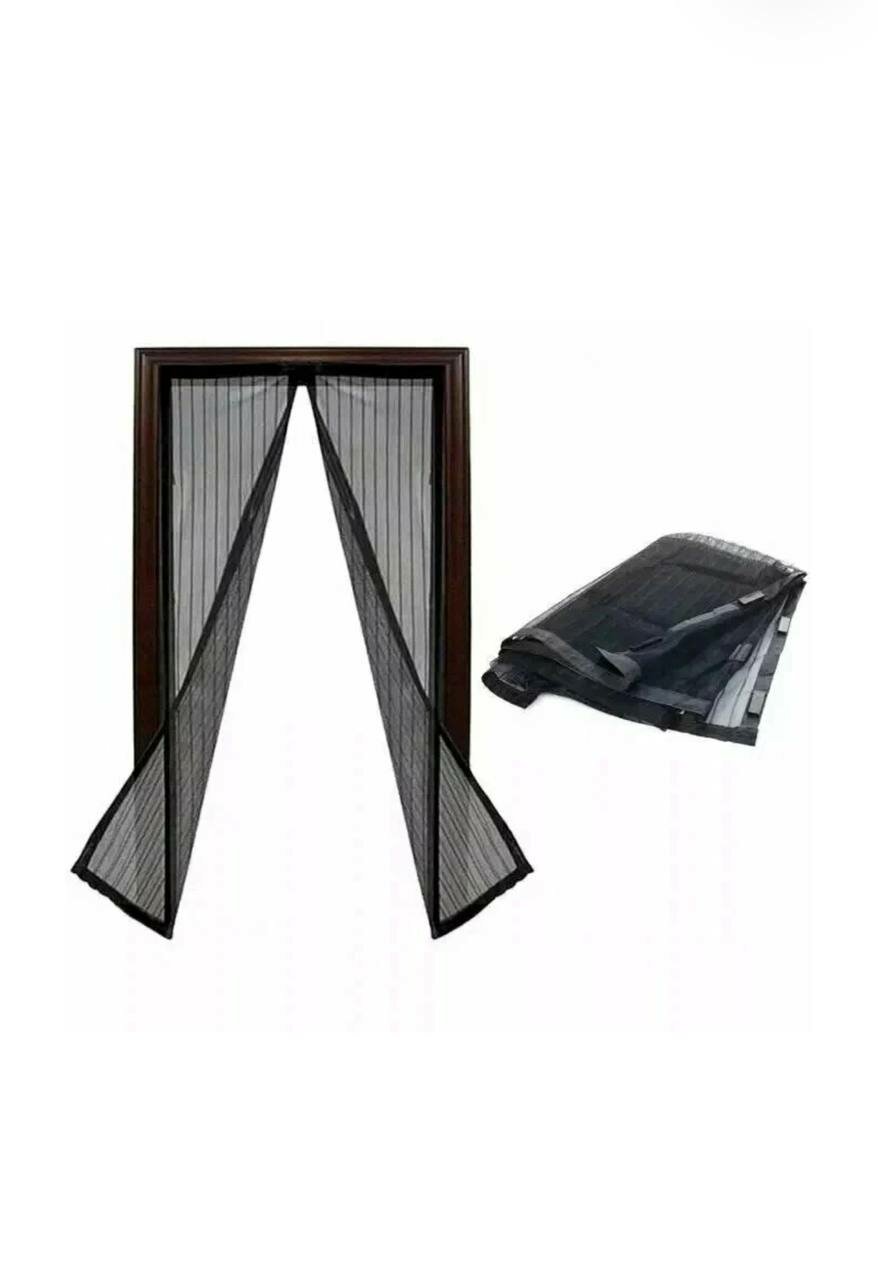 фото Москитная сетка на дверь. Штора защитная с магнитами для двери 120х210 см цвет черный