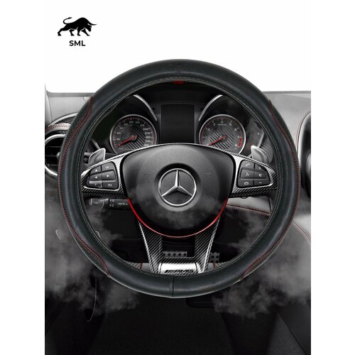 Оплетка руля NEW EPOCH SK37ORN натуральная кожа съемная черная 1597₽