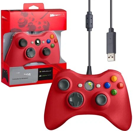 Контроллер XBOX 360 проводной, красный
