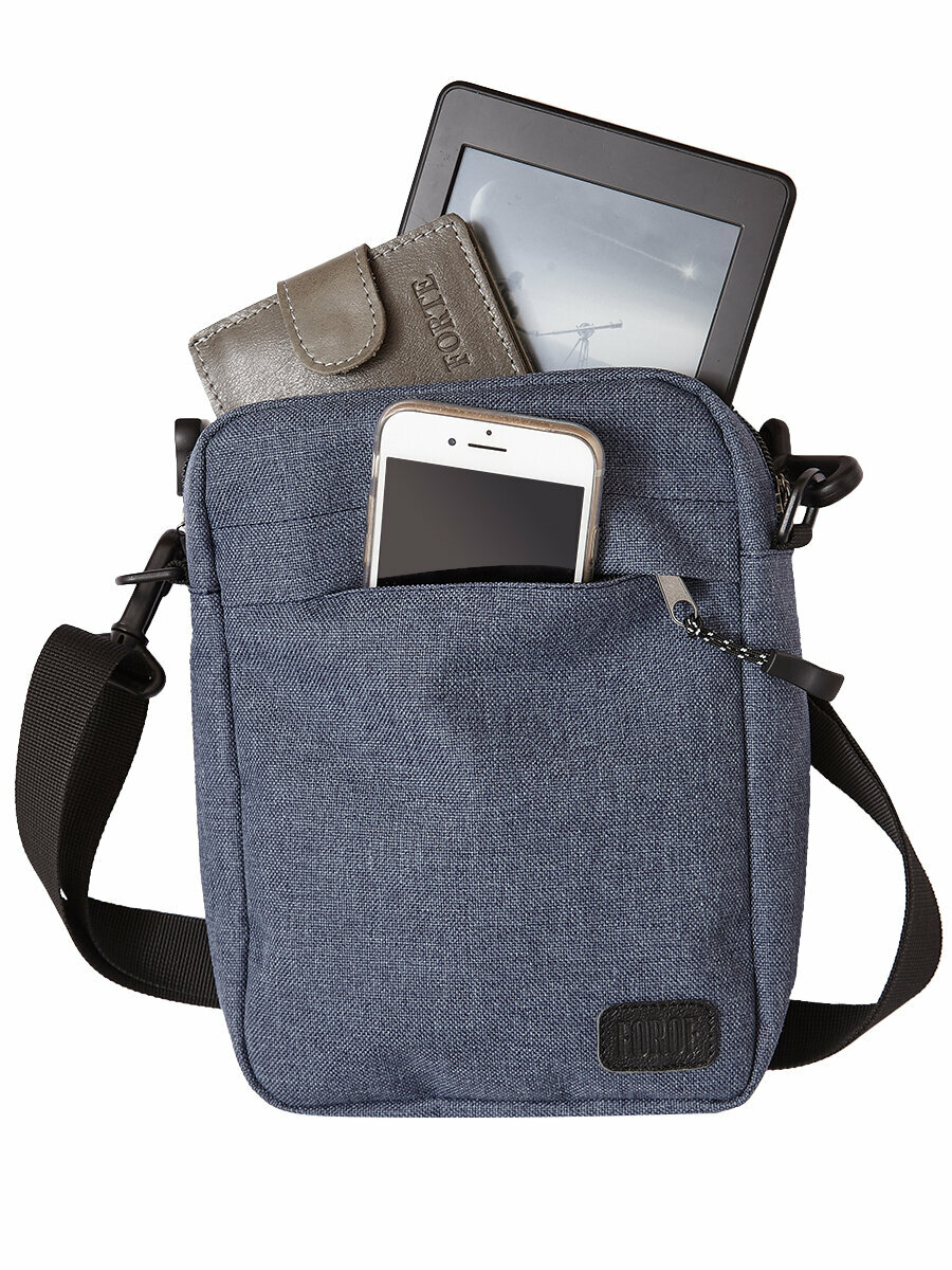 Сумка барсетка FORTE, фактура гладкая, синий — фото 1