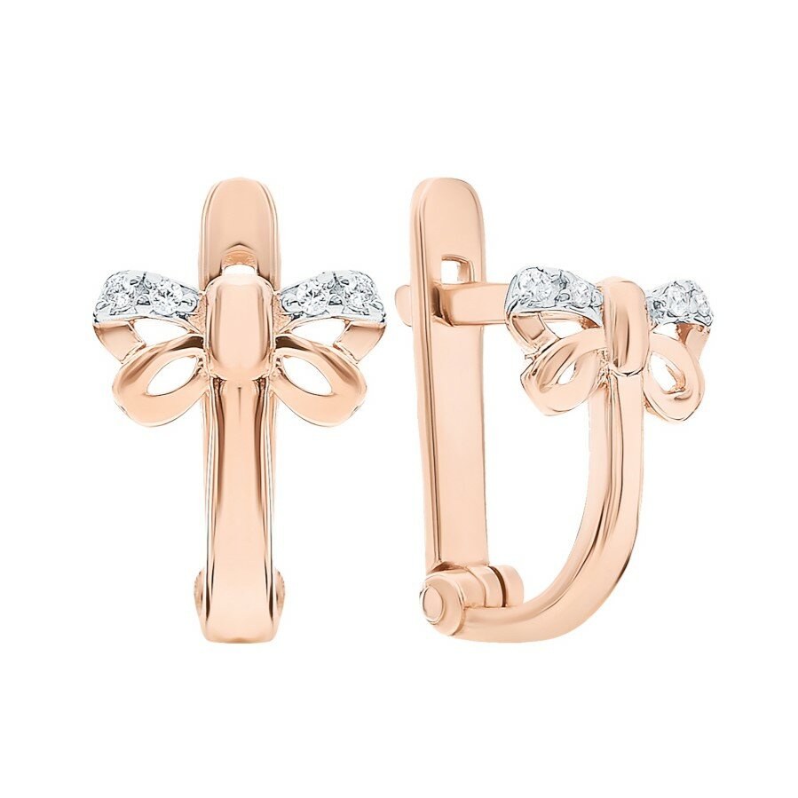 Серьги Яхонт, красное золото, 585 проба, фианит