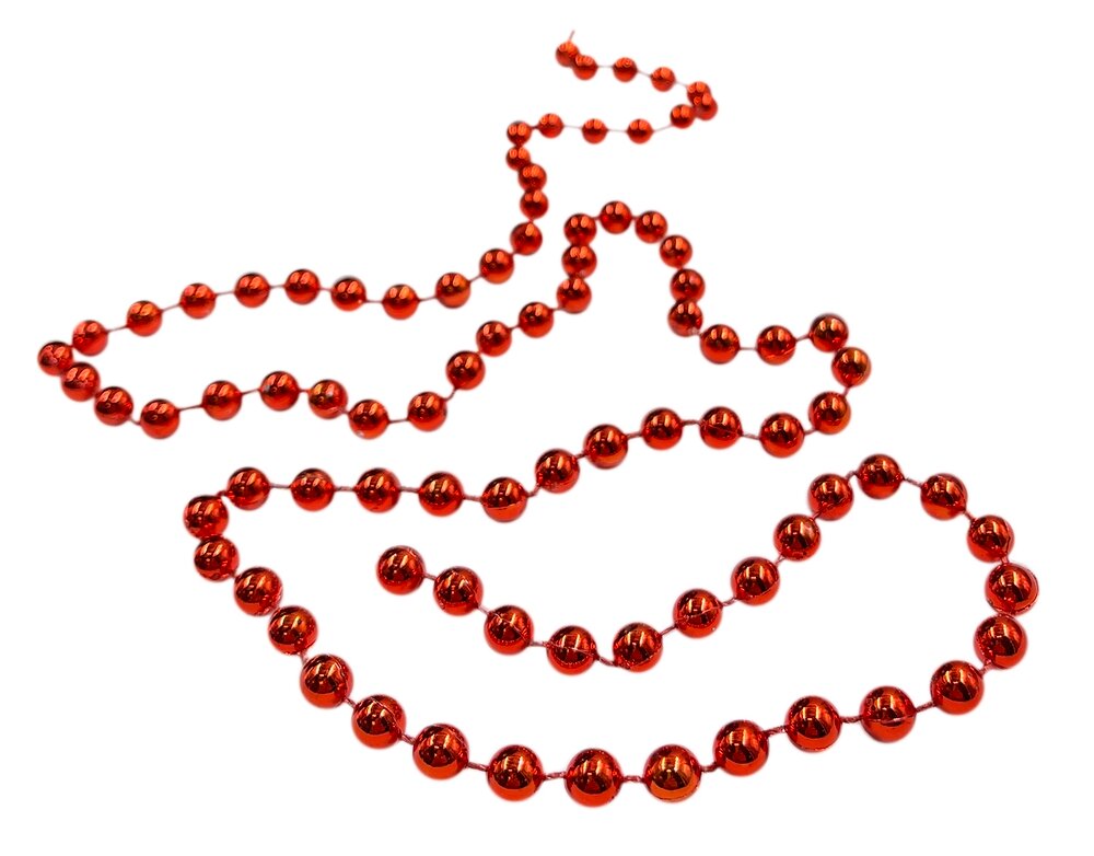 Бусы пластиковые на елку ø 08 см красные 1000 см в прозрачной упаковке