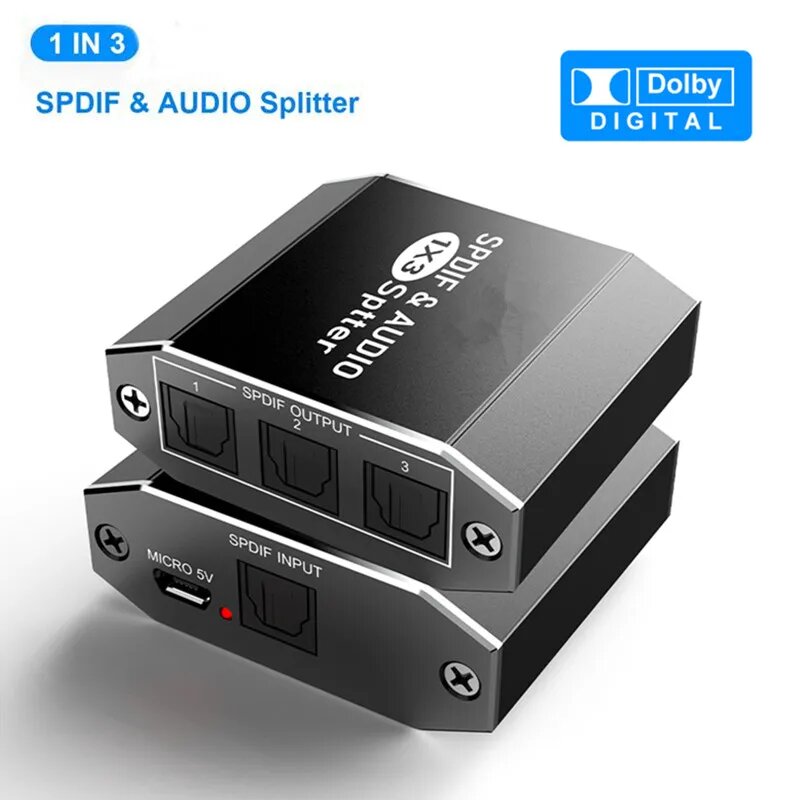 Оптический аудио сплиттер duorem 1x3, US plug