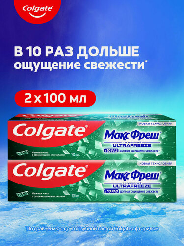 Изображение товара Зубная паста Colgate Макс Фреш Нежная мята с освежающими кристаллами, защита от кариеса, 100 мл (2 шт)
