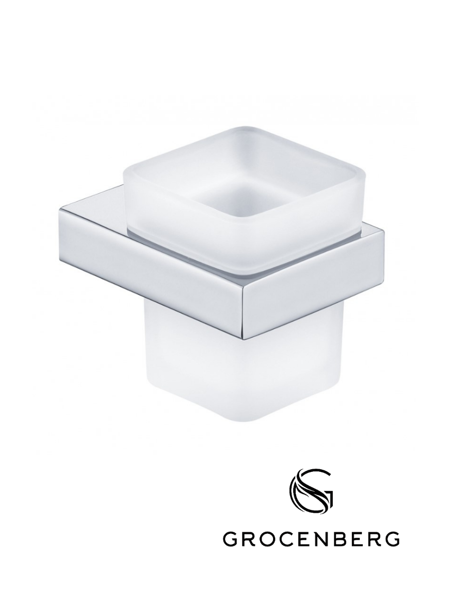 Стакан для зубных щеток Grocenberg латунь/стекло настенный хром