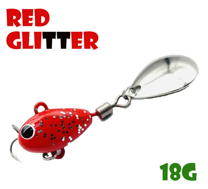 Блесна Тейл-Спиннер для рыбалки Uf-Studio Hurricane 18g #Red Glitter