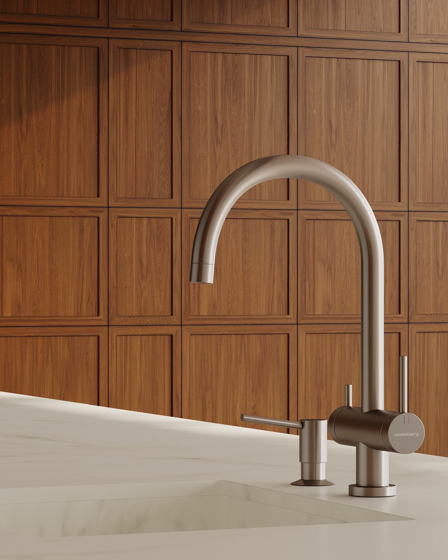 Смеситель для кухни Abelsberg Aera AWF70029BN с возможностью подключения фильтра для воды, цвет титан, PVD покрытие