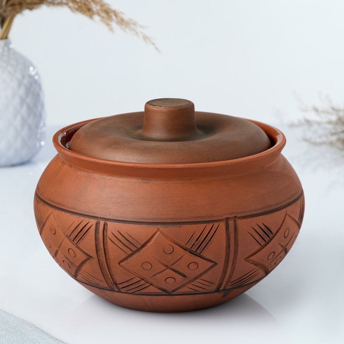 Жаровня Кунгурская керамика  Стандарт   керамика  2 л  коричневая