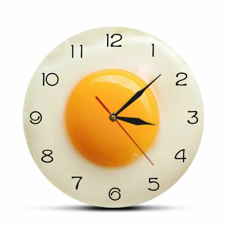 Настенные часы из акрилового материала с изображением жареного яйца тихий ход для офиса и дома