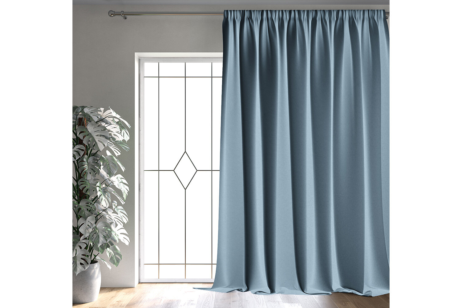 Штора Linen Way Майли 145х300 см блэкаут универсальная лента цвет серо-синий