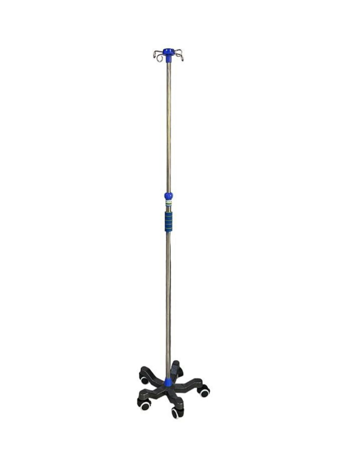 Медицинская стойка для внутривенных вливаний с колесиками, регулируемая по высоте, 4 крючка