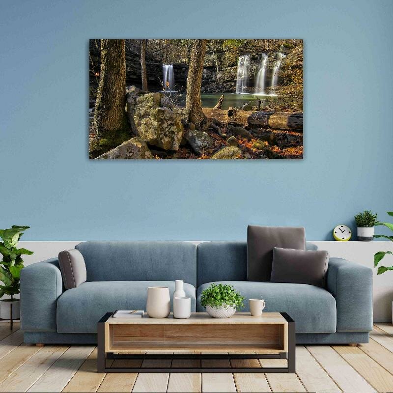 Картина на холсте 60x110 LinxOne "Природа деревья камни лес" интерьерная для дома / на стену / на кухню / с подрамником