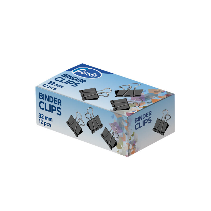 фото Набор зажимов FOROFIS для бумаги черного цвета, 32 мм, 12 штук