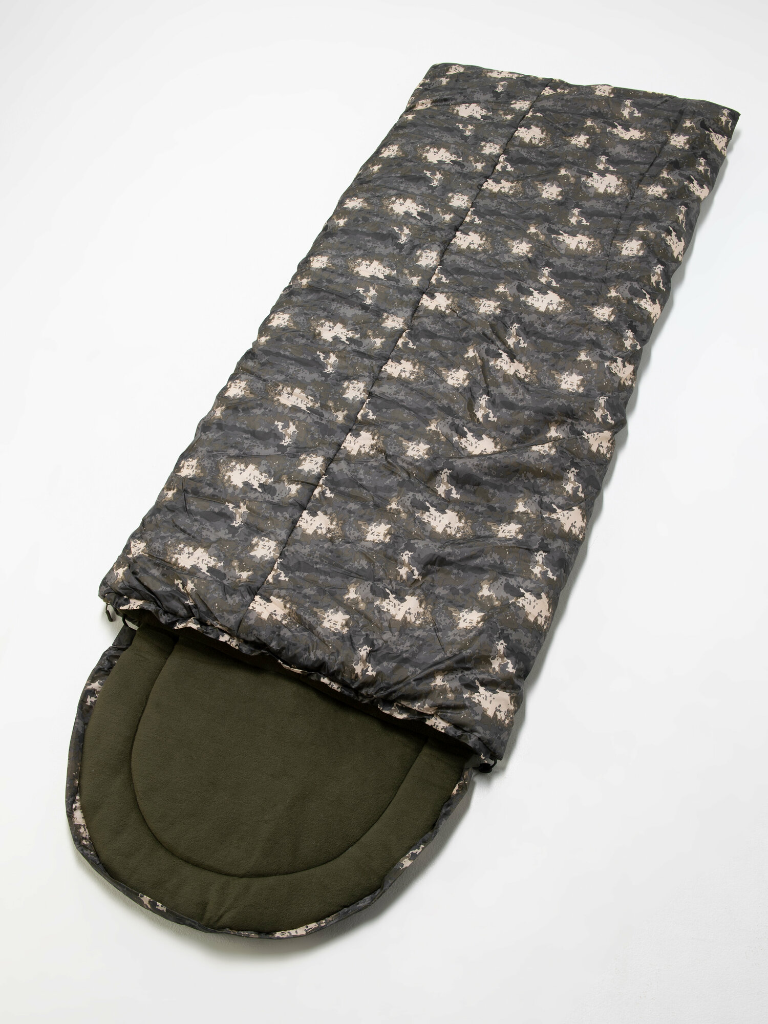Спальный мешок зимний утепленный взрослый Huntsman Standart с подголовником одноместный (до -25°), ткань оксфорд, цвет КМФ