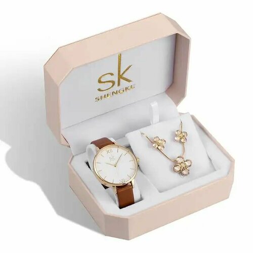 фото Наручные часы, коричневый, золотой shengke