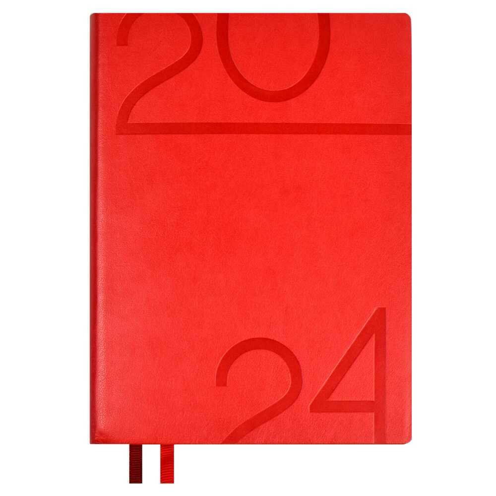 Ежедневник датированный 2024 ESCALADA, ицхак адизес, А6+, 176 л, арт. 63812/ 20 гоутскин красный (кожзам: 126x174 мм, мягкий переплёт, материал обложки: искусственная кожа