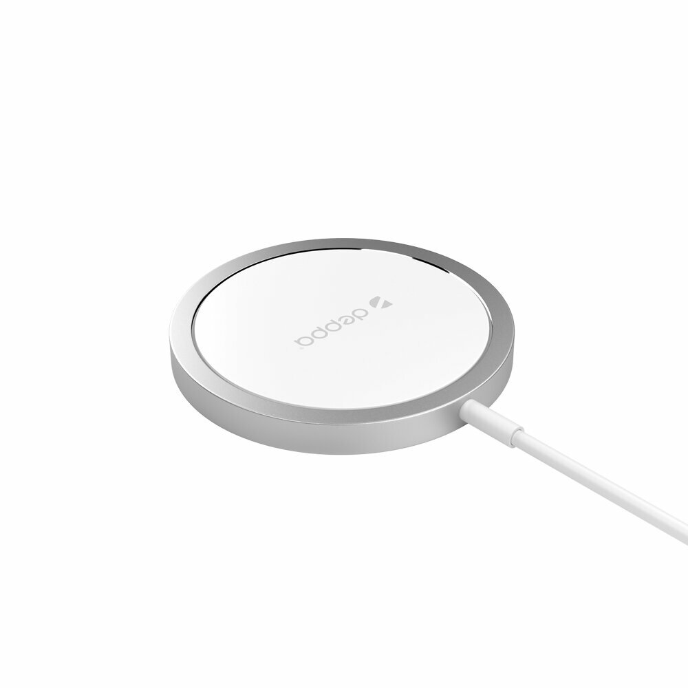 Беспроводное ЗУ MagSafe, Qi 15W, серебро, Deppa 24012