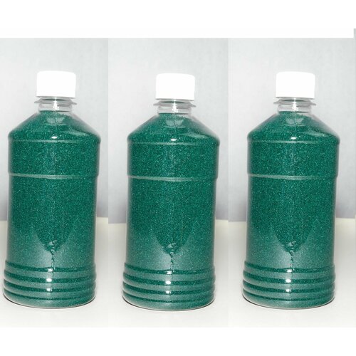 Зелёный цветной кварцевый песок 2400г (3шт по 800г) для творчества, для рисования, песочницы, аквариума (фракция 0,4 - 0,8)