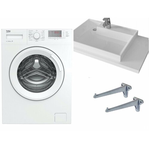 Стиральная машина под раковину Beko WRS 5512 BWW с раковиной Юпитер 80L над стиральной машиной 4054900₽