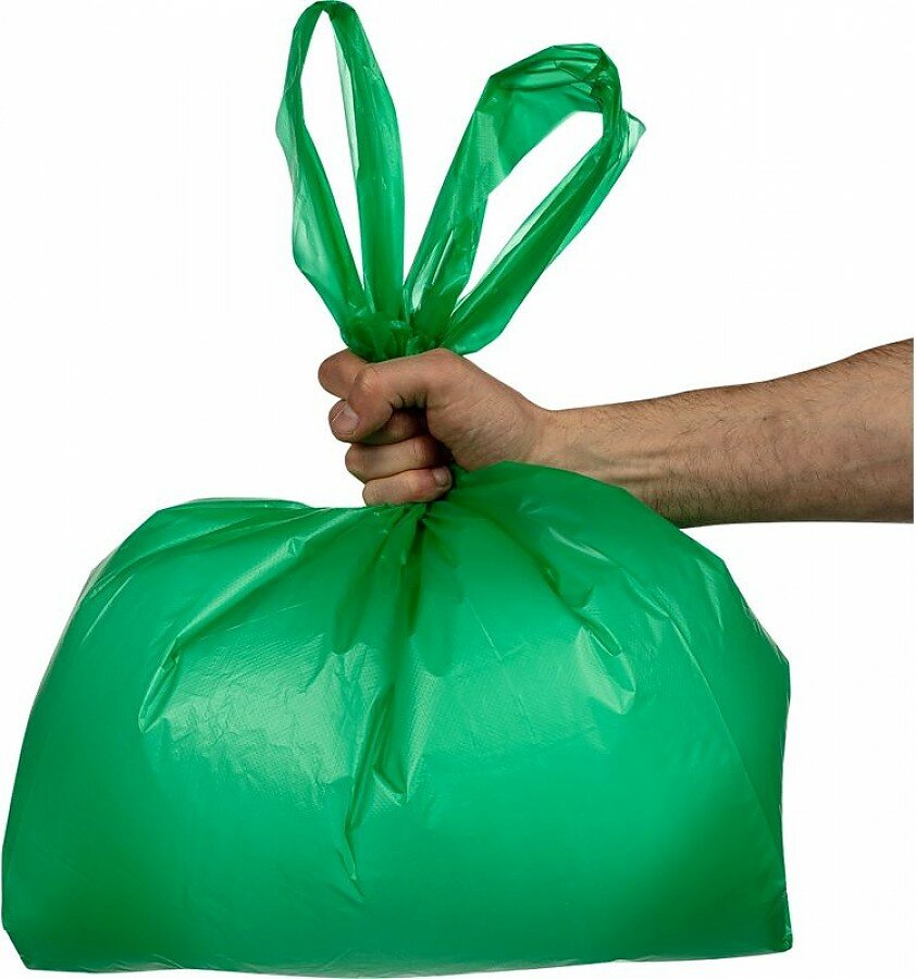 Пакет-майка Комус ПНД зеленый 35 мкм (42+18x68 см, 50 шт) - фотография № 5