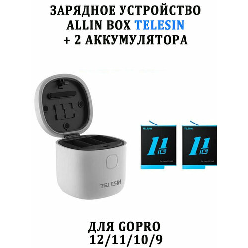 Зарядка Telesin GP-BTR-905 Allin Box на 3 акб 2 акб для GoPro 12 11 10 и 9 666500₽