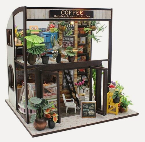 Изображение товара Румбокс HobbyDay MiniHouse Coffee House M027, 1:43, свет, для детей от 12 лет
