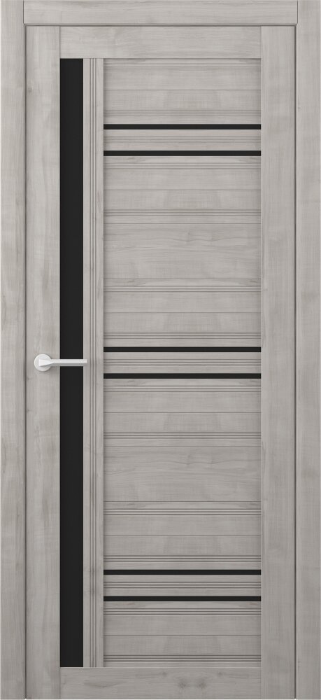 Межкомнатная дверь (дверное полотно) Albero Невада покрытие Soft Touch / ПО Soft Графит Черное Стекло 80х200