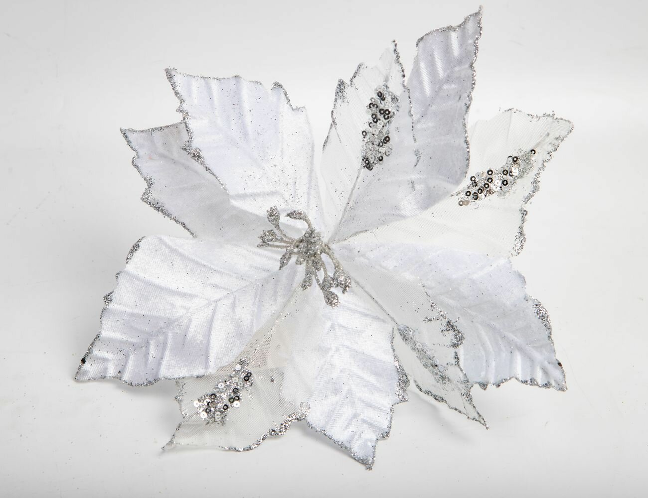 Пуансеттия клэри на клипсе, белая, 28 см, Koopman International DH8055110