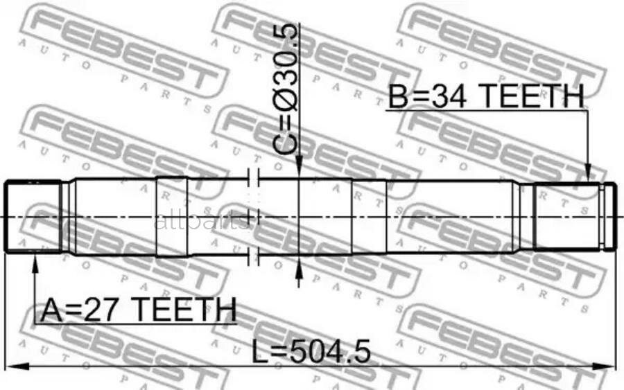 FEBEST 1612-221 Вал приводной MB C-CLASS 204 4MATIC/E-CLASS 212 4MATIC 08-13 лев.