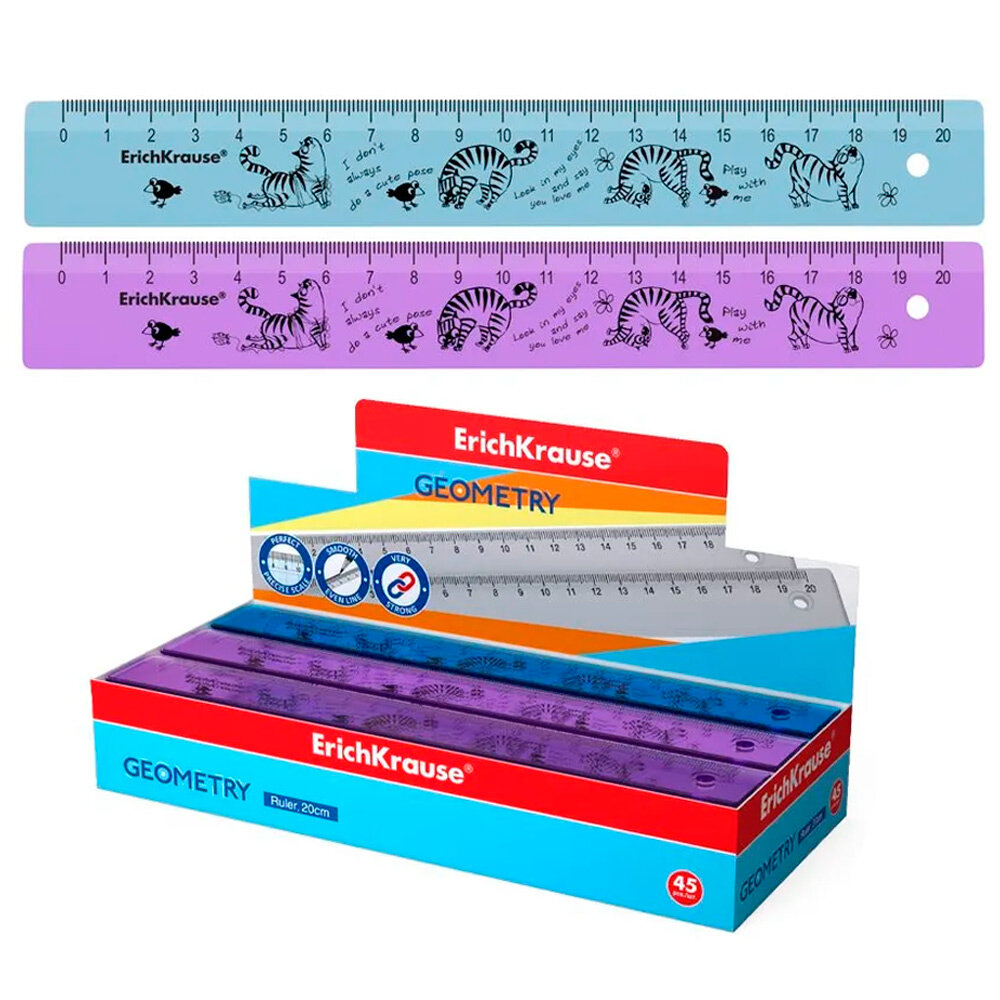 фото Линейка пластик 20 см Zen Cats ассорти из 2 цветов 57854 /Erich Krause/