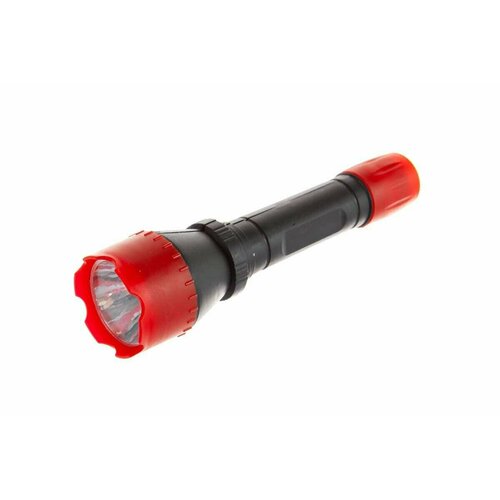 Фонарь ручной 1LED, 0,4Вт, батарейки 2xR6 (не в комплекте), 1 режим, освещение 15Лм до 15м, пластиковый красно-черный
