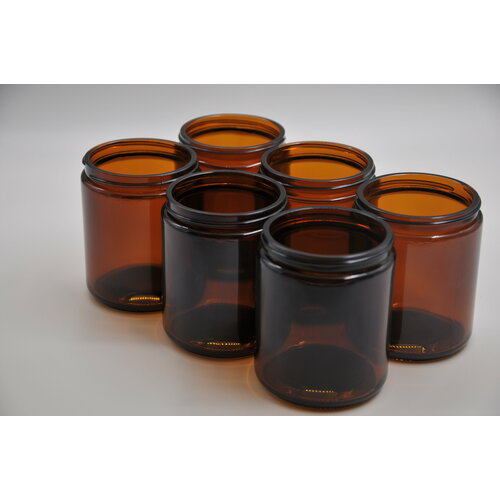 Стеклянная банка янтарная/коричневая объемом 250мл без крышки 6 штук