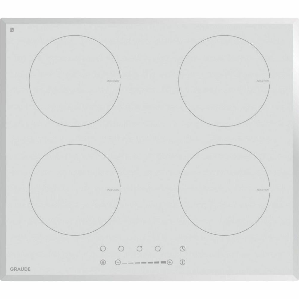 Индукционная варочная панель Graude IK 60.1 WF FACETTE, белая, 4 конфорки, 9 уровней мощности, функция таймера, Booster, автоотключение