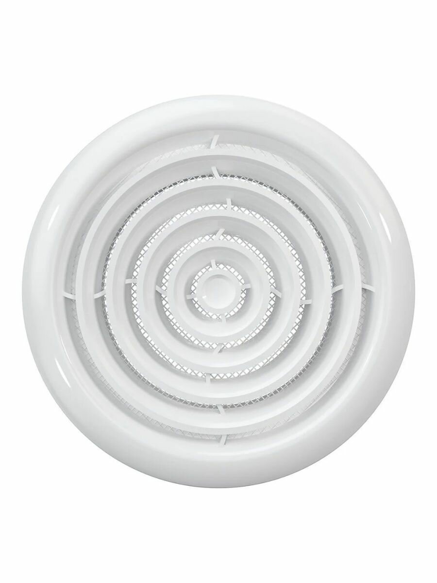 Диффузор приточно-вытяжной ERA 10DK 100 мм, с сеткой и стопорным кольцом, белый пластик — фото 1