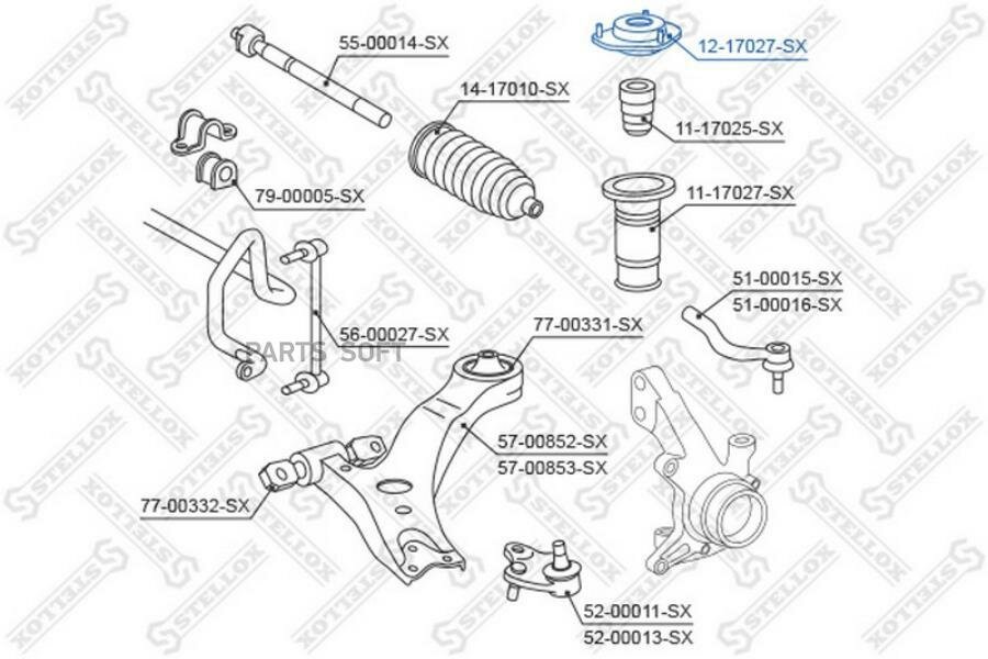 STELLOX 1217027SX 12-17027-SX_опора амортизатора переднего _ Toyota 1217027SX