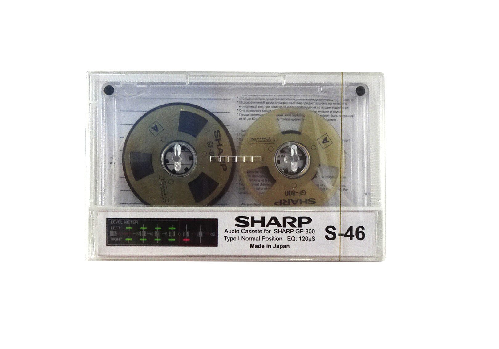 Аудиокассета "SHARP GF-800" с золотистыми боббинками