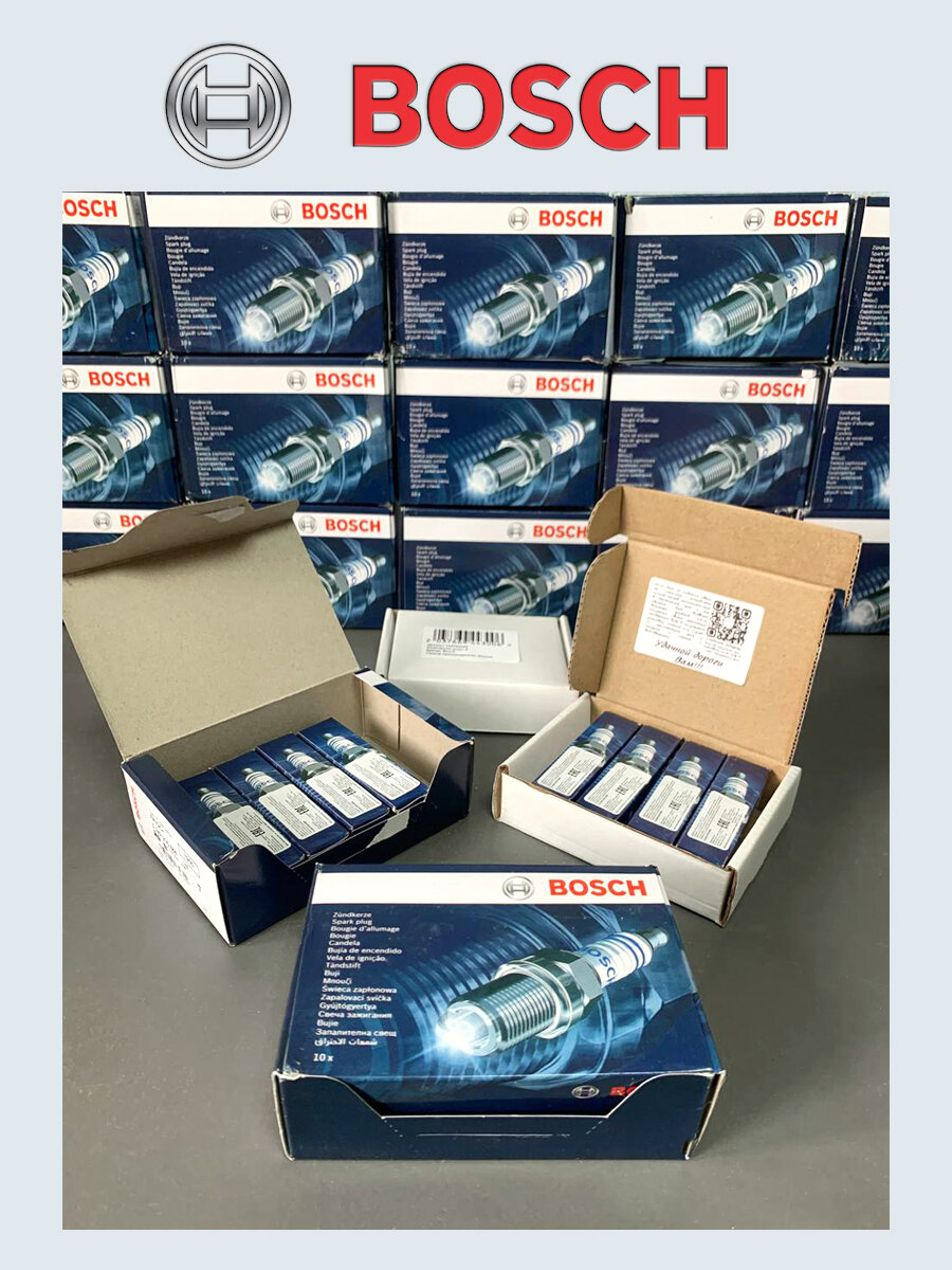 Комплект свечей зажигания Bosch 0242235666 FR7DC+ 4 штуки — фото 10