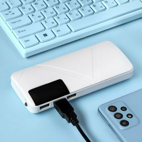 Внешний аккумулятор Luazon модель PB-05 6000 мАч 3хUSB 2 А дисплей фонарик белый комплект из 2 шт 2819₽