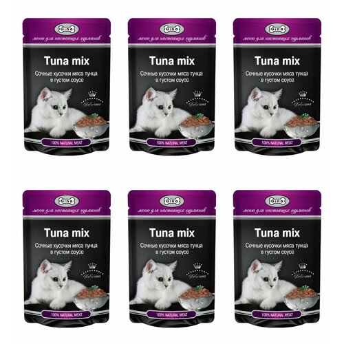 Gina Пауч для кошек Кусочки Тунца в густом соусе, 85 г, 6 шт