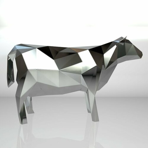 Полигональная фигура Корова, геометрический полигональный металлический декор интерьера