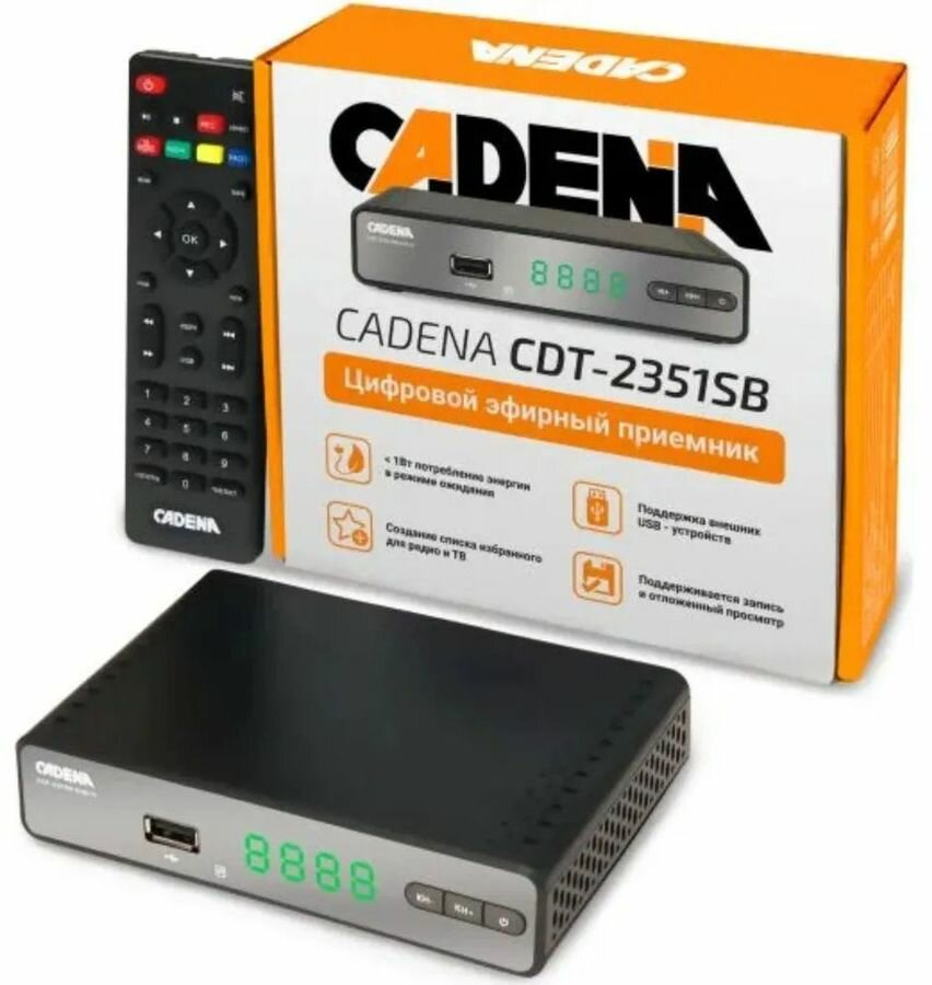 Ресивер DVB-T2 Cadena CDT-2351SB, черный