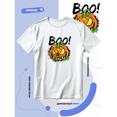 фото Футболка halloween boo с тыквой, размер xl, белый smail-p