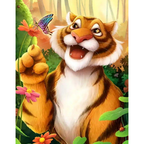 Картина по номерам Тигр с бабочкой 40х50 см