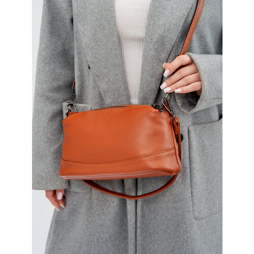 фото Сумка кросс-боди 01-0101 рыжий, фактура зернистая, черный slasha