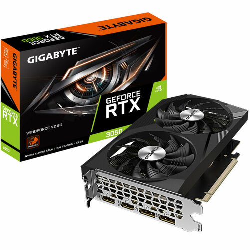 Gigabyte RTX3050 WINDFORCE V2 8GB GDDR6 128-bit HDMIx2 DPx2 2FAN RTL GV-N3050WF2V2-8GD 3414400₽