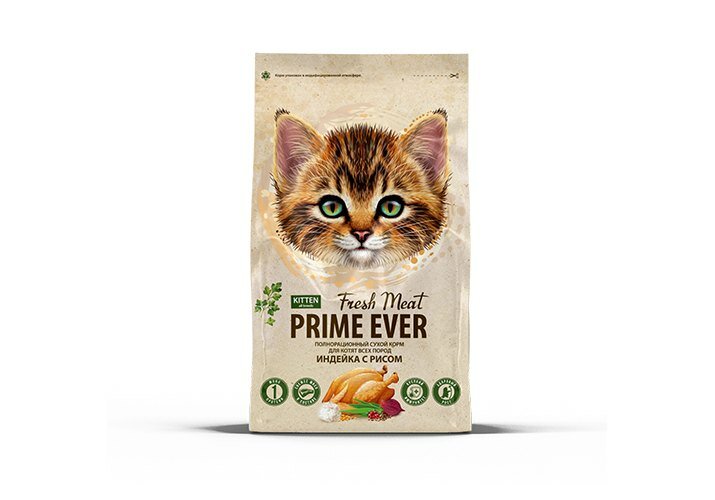 Сухой корм для котят всех пород индейка с рисом Prime Ever Fresh Meat Kitten, 1,5 кг