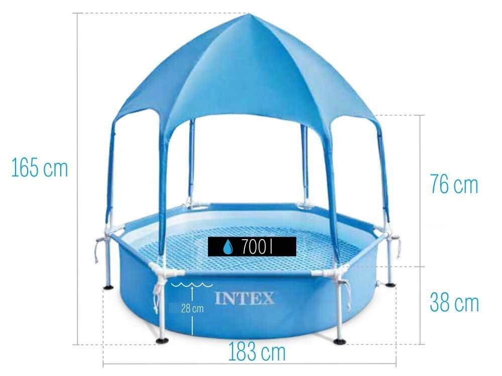 Каркасный бассейн Canopy Metal Frame 183х38см с навесом 700л Intex 28209