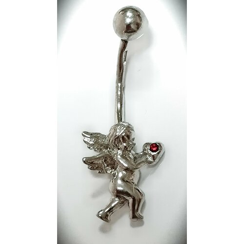 Пирсинг в пупок Эстерелла Ангел, серебро, 925 проба, родирование, фианит, средний вес 1.32 гр., длина 30 см.