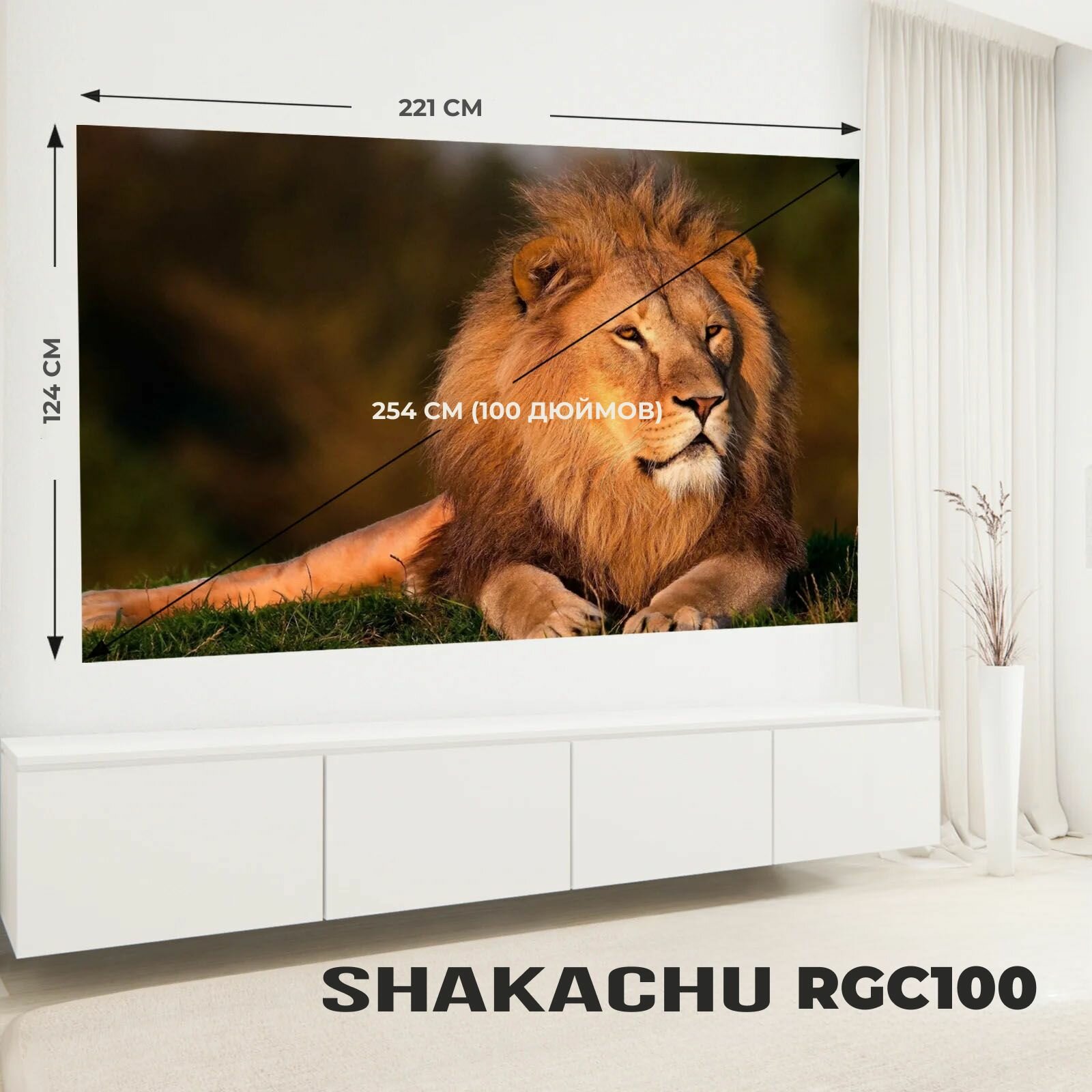 Экран для проектора Shakachu RGC100 светоотражающий в рулоне 100 дюймов серый полотно для проектора 16:9 (221х124 см)